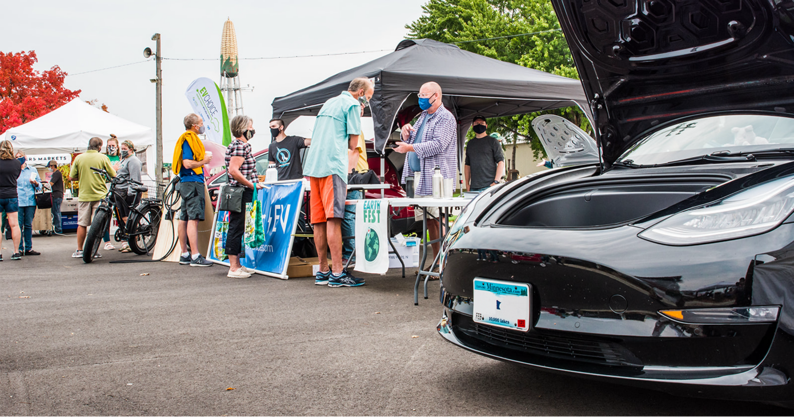 Photo of electric vehicle car display at Rochester Farmer's Market